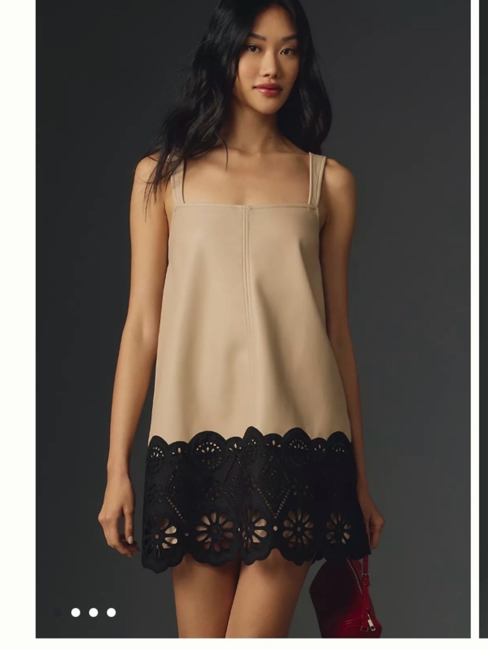 Sleeveless Square-Neck Scallop-Trim Mini Dress